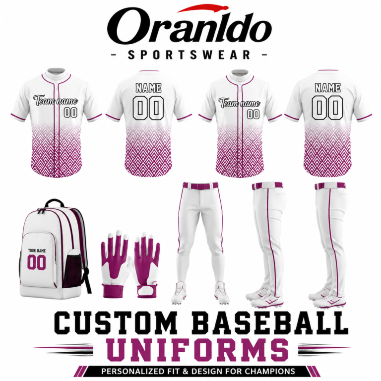 White Custom Baseball Uniform by Oranldo Sportswear