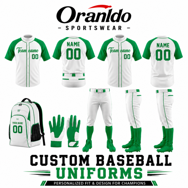 Custom Baseball Uniform by Oranldo Sportswear with Personalized Team Name and Player Number