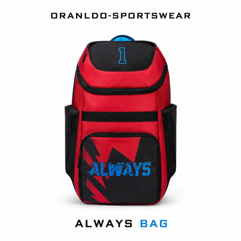 Always Red Sports Backpack by Oranldo-Sportswear with Premium Red and Black Design