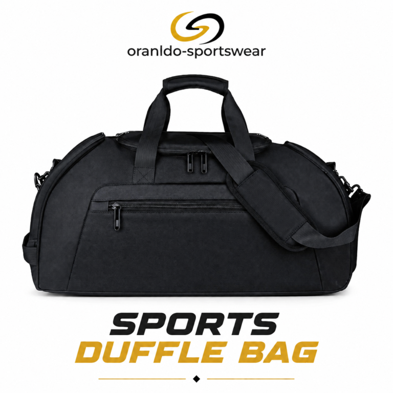 Premium Black Sports Duffle Bag by Oranldo-Sportswear for Gym, Travel, Sports, and Fitness