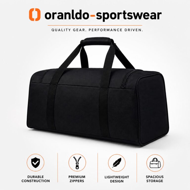 Black Sports Duffel Bag by Oranldo Sportswear – Durable Gym and Travel Bag
